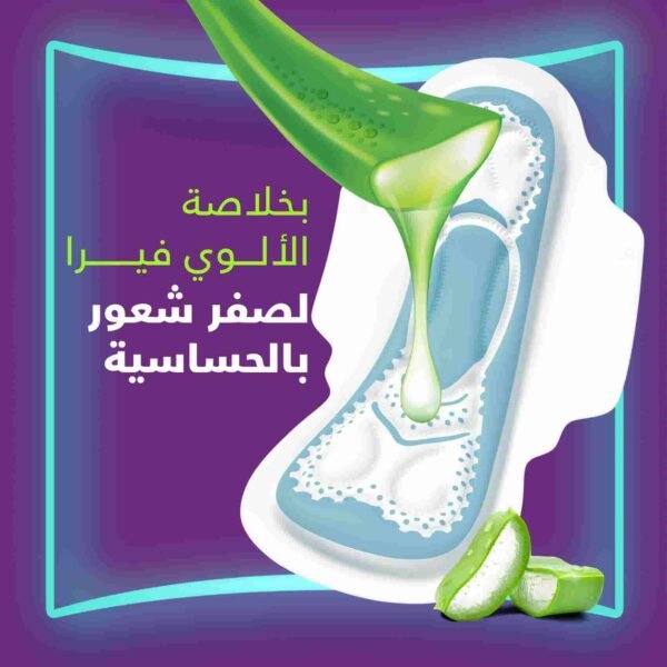 ⁦أولويز Aloe Cool فوط للأيام الخفيفة، 50 فوطة ماكسي طويلة وسميكة⁩ - الصورة ⁦3⁩