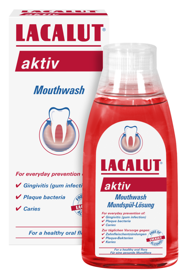 Lacalut Mouthwash Aktiv 300 ml - For Gum Inflammation and Plaque - Image 1