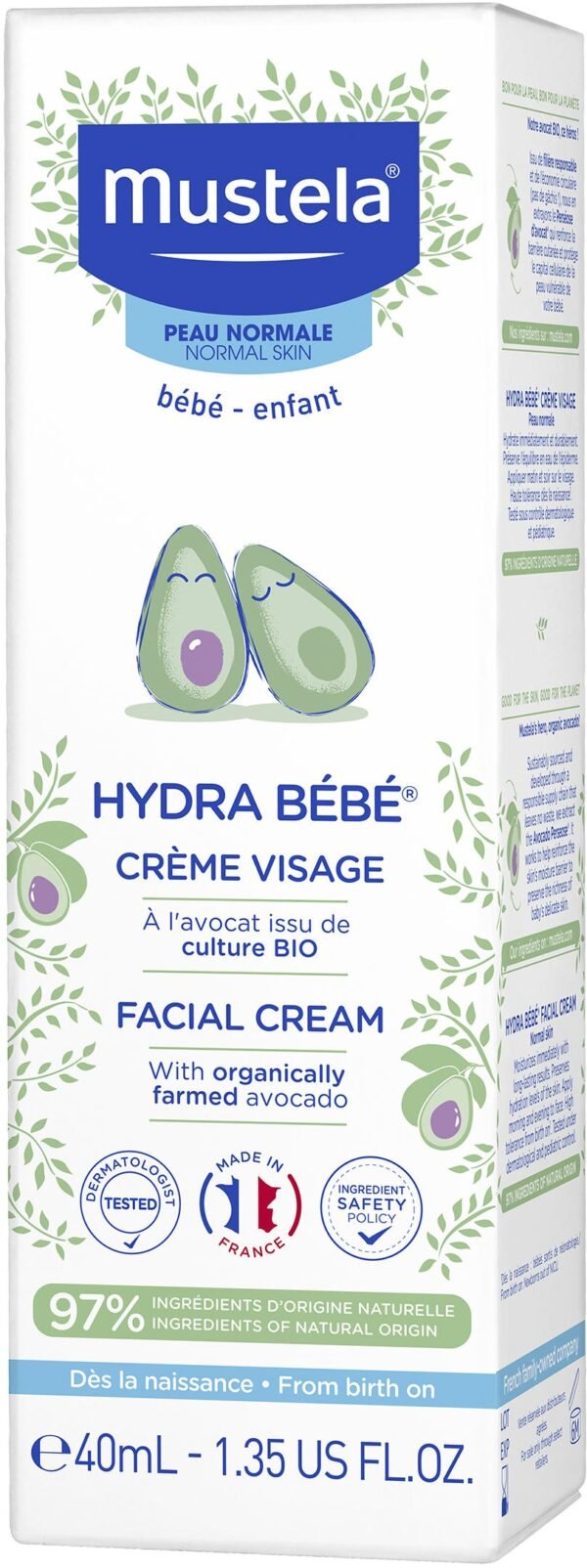 Mustela Bebe Hydra Bébé Facial Cream 40 ml - Deep Hydration for Baby's Skin - Image 1