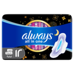 Always All in One Ultra Thin Night Sanitary Pads with Wings, 12 Count
