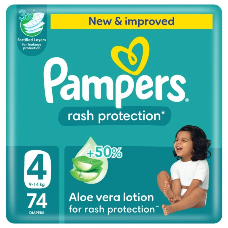 Pampers Rash Protection Taped Diapers, Size 4, 74 Count - Image 1