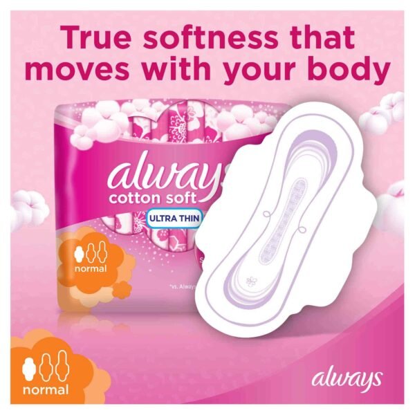 Always Cotton Soft Ultra Thin, Normal sanitary pads with wings, 20 Count - Image 2