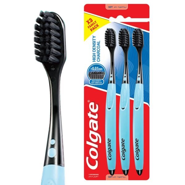 Colgate Charcoal Toothbrush - Ultra Soft & High Density (3 Pcs) - Image 3