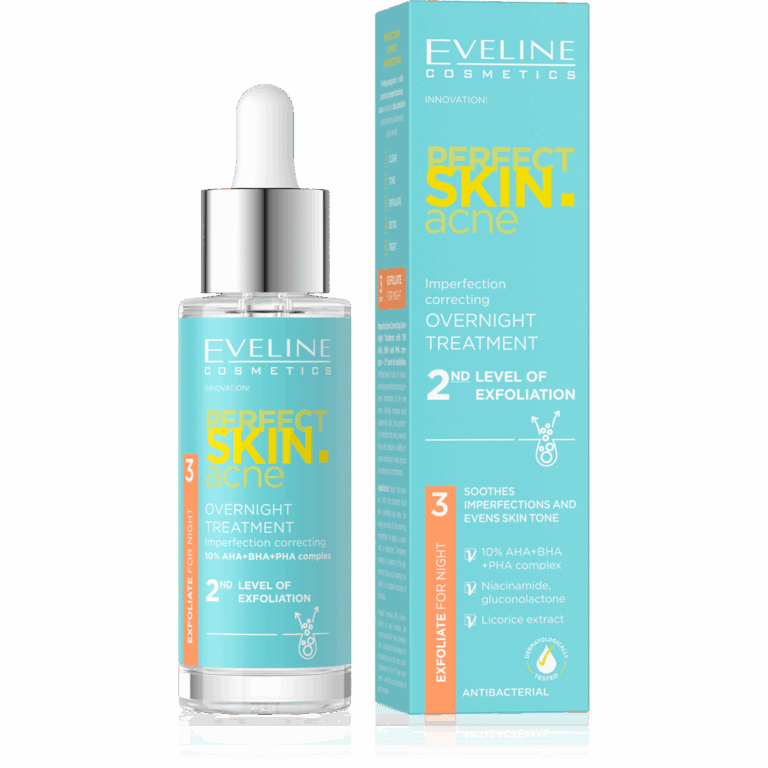 Eveline Perfect Skin Acne Night Exfoliating Serum 10% 30ml - Image 1