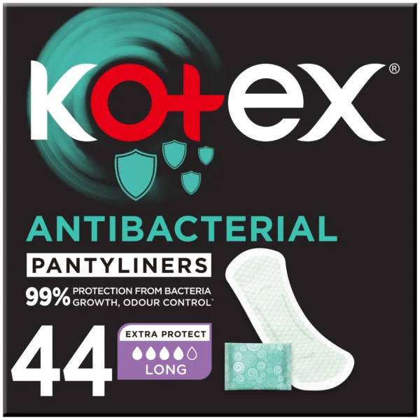 Kotex Antibacterial Long Panty Liners - 44 Count - Image 1