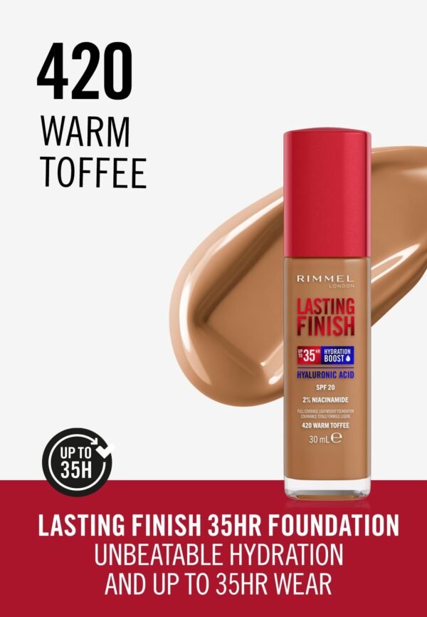 Rimmel Lasting Finish 35 Hour Foundation - 420 Warm Toffee - Image 2