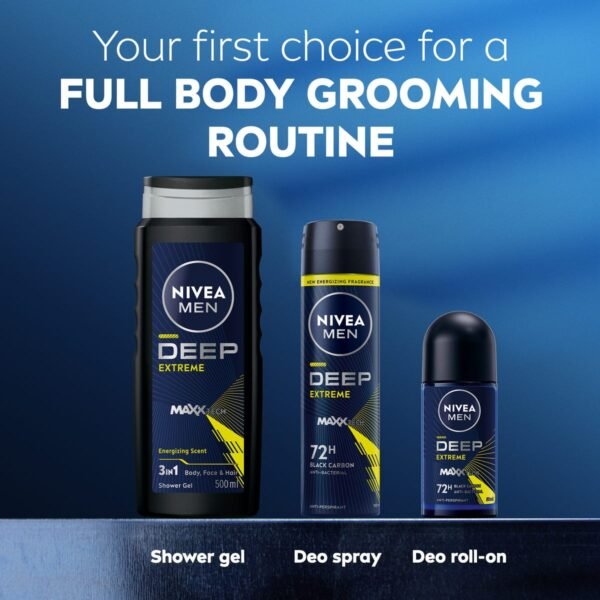 NIVEA Men Deep Extreme Black Carbon Deodorant Spray - 72h Freshness - 150ml - Image 7