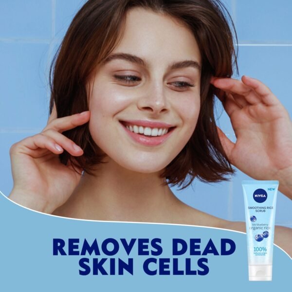 Nivea Smoothing Rice Scrub with Blueberry, 75ml - Image 3