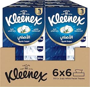 كلينكس مناديل وجه أوريجينال طبقتين 6 علب عناية فائقة