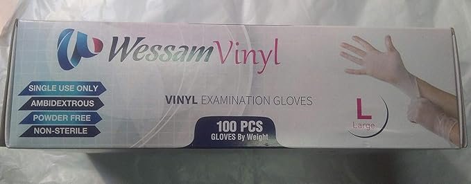 قفازات فينيل جلوفز كبيرة 100 قطعة للحماية الصحية