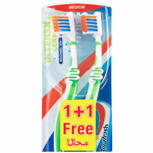 اكوافريش فرشاة اسنان تنظيف مكثف ـ متوسطة 1+1 مجانا