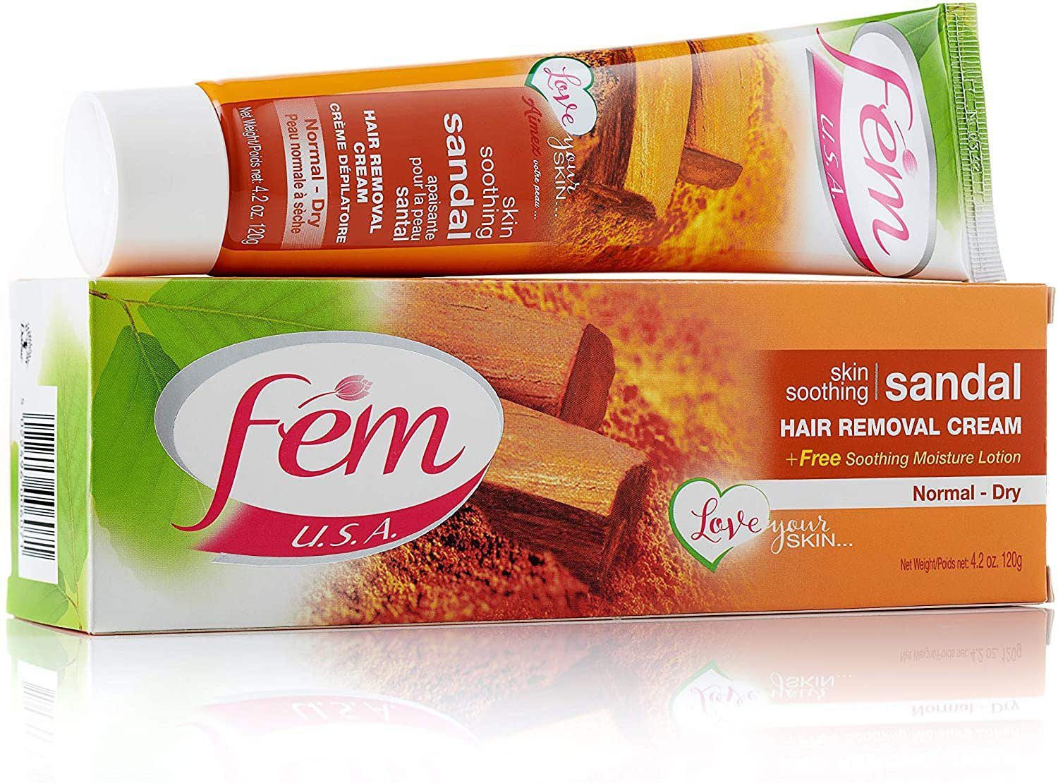fem-hair-removing-cream-skin-soothing-sandal-120-gm-0wjpg.jpg فيم كريم مزيل شعر بالصندل الملطف للبشرة - 120 جم - الصورة 1