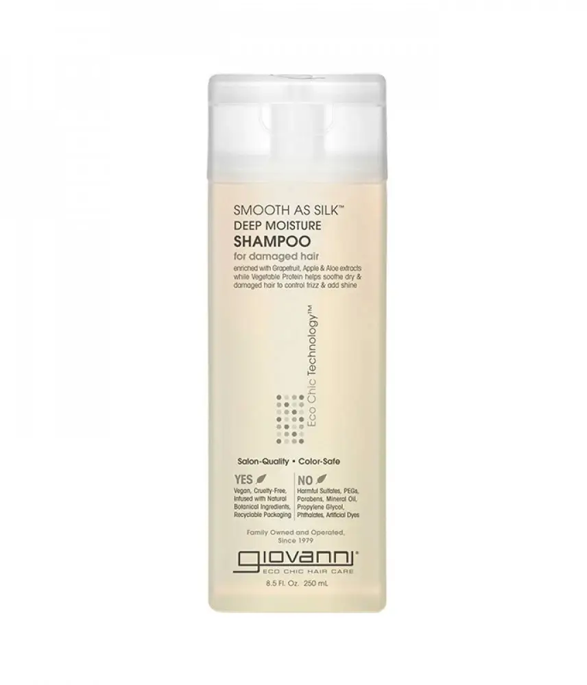 giovanni-smooth-as-silk-shampoo-250ml-0sjpg.webp جيوفاني شامبو سموث ازسيلك للترطيب العميق 250مل | نعومة وحيوية فائقة لشعرك - الصورة 1