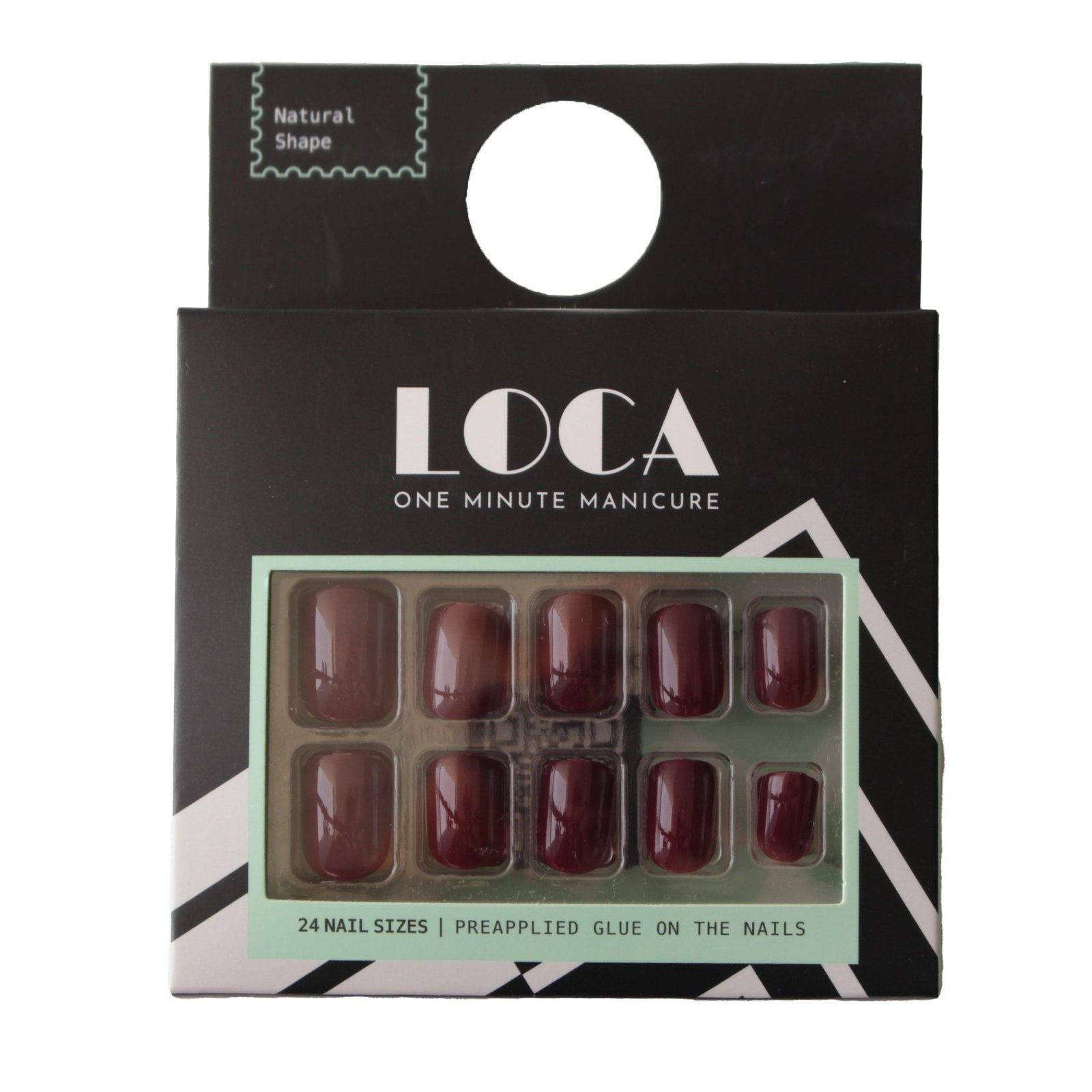 لوكا أظافر صناعية لاصقة طبيعية بلون عنابي 24 قطعة (11)