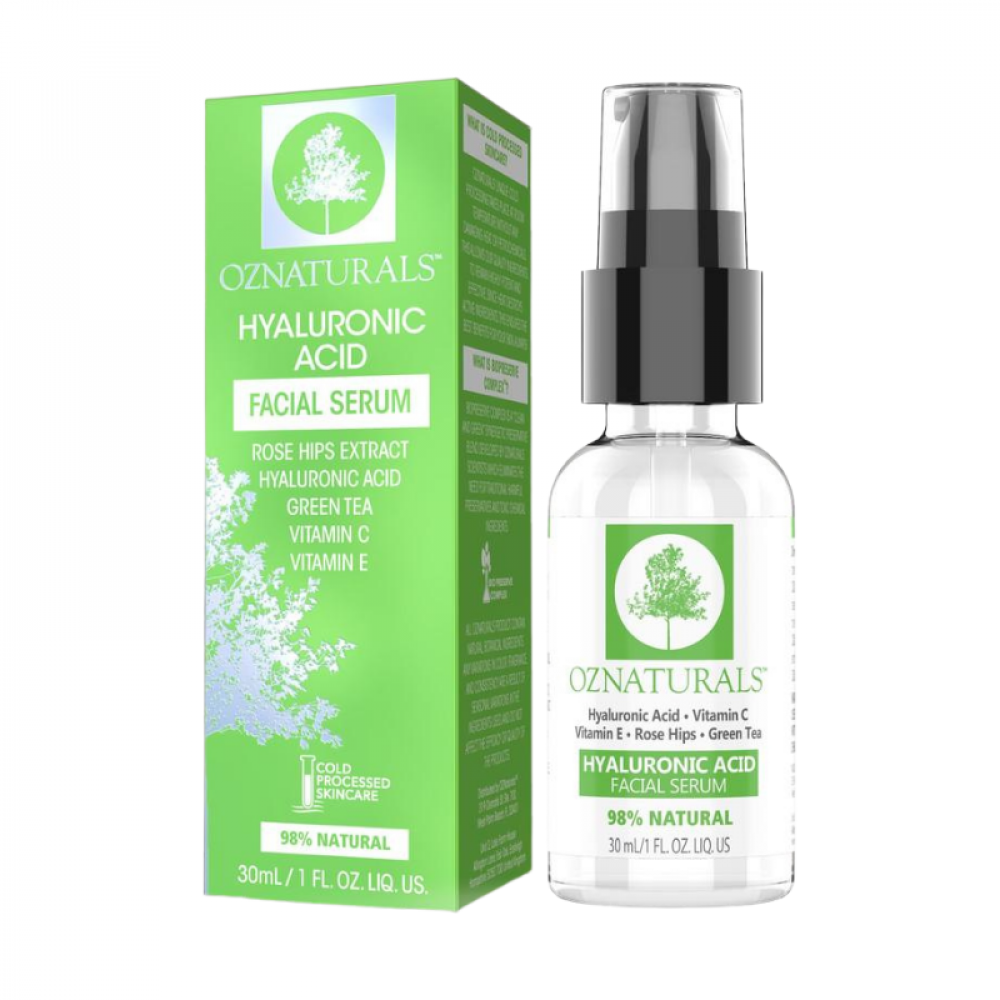 سيروم حمض الهيالورونيك للوجه — صورة العبوة من الأمام (30 مل)