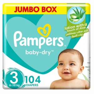 عبوة بامبرز جامبو بوكس مقاس 3 تحتوي على 104 حفاضة للأطفال بوزن 4-9 كجم