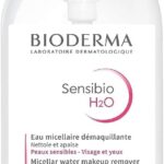 عبوة بايوديرما سينسيبيو H2O ماء ميسيلار مزيل مكياج للبشرة الحساسة حجم 500 مل غطاء وردي