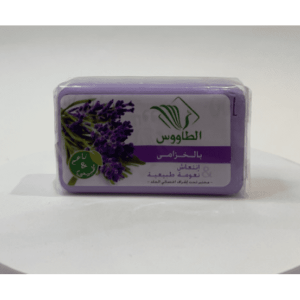 صابون الطاووس ناعم وطبيعي برائحة اللافندر الخزامى وزن 125 جم