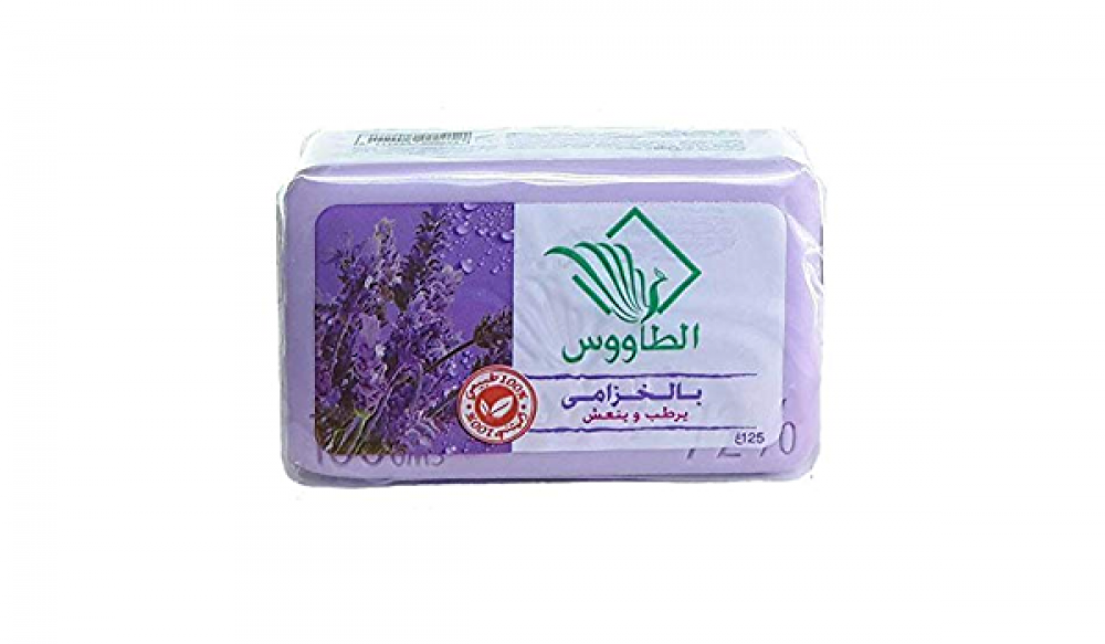 صابون الطاووس ناعم وطبيعي برائحة اللافندر الخزامى وزن 125 جم