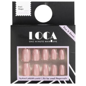 لوكا اظافر صناعية شكل بيضاوي لون وردي N1