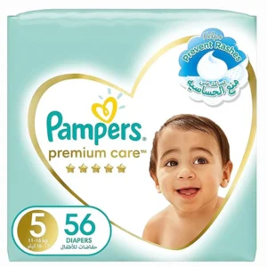 عبوة بامبرز راحة متكاملة مقاس 5 عبوة التوفير تحتوي على 56 حفاضة للأطفال بوزن 11-16 كجم