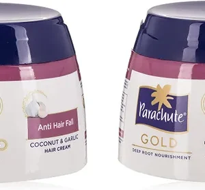 عبوة عرض باراشوت جولد كريم ضد تساقط الشعر بالثوم وجوز الهند قطعتين حجم 140 مل