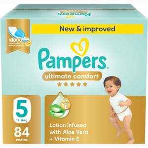 عبوة بامبرز الصندوق الضخم مقاس 5 تحتوي على 84 حفاضة للأطفال بوزن 11-16 كجم