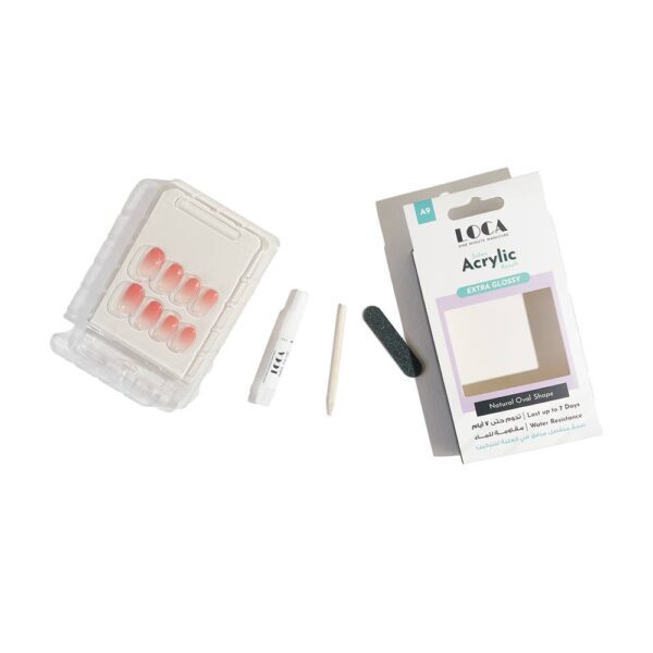 ⁦لوكا أظافر أكريلك A9 شكل الموند طبيعي لامع لون بنك اومبري⁩ - الصورة ⁦3⁩