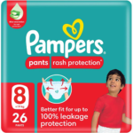 عبوة بامبرز كلوت مقاس 8 عبوة جامبو تحتوي على 26 حفاضة للأطفال بوزن +17 كجم
