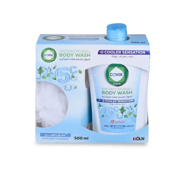⁦كوفيكس غسول الجسم المضاد للجراثيم كول فريش مع ليفة 500 مل⁩ - الصورة ⁦2⁩