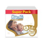 بامبي حفايض اطفال الصندوق السوبر 1*168 حفاض