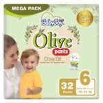 بيبي جوي كلوت عبوة ميجا بزيت الزيتون مقاس (6) 32 حفاض