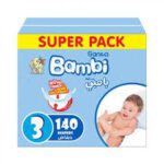 بامبي حفايض اطفال الصندوق السوبر مقاس(3) * 140 قطعة