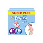 بامبي حفايض اطفال الصندوق السوبر مقاس (4+) * 116 قطعة