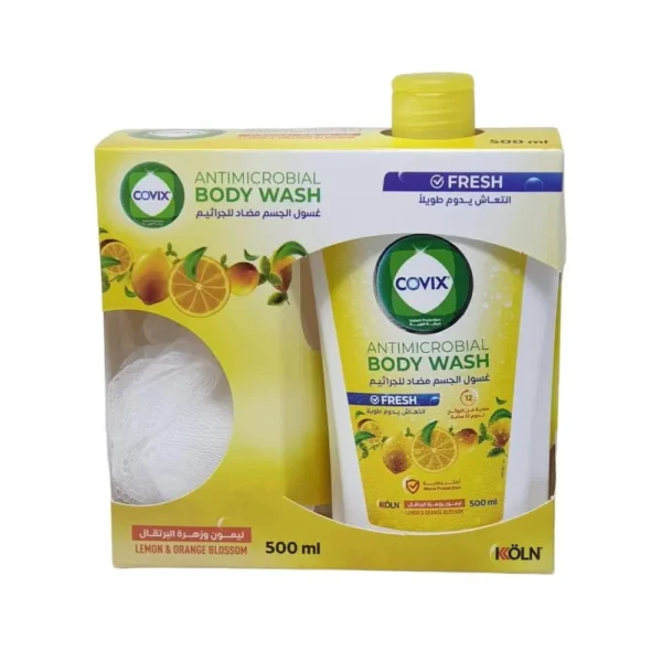 ⁦كوفيكس غسول الجسم المضاد للجراثيم الاصلي مع ليفة 500 مل⁩ - الصورة ⁦3⁩